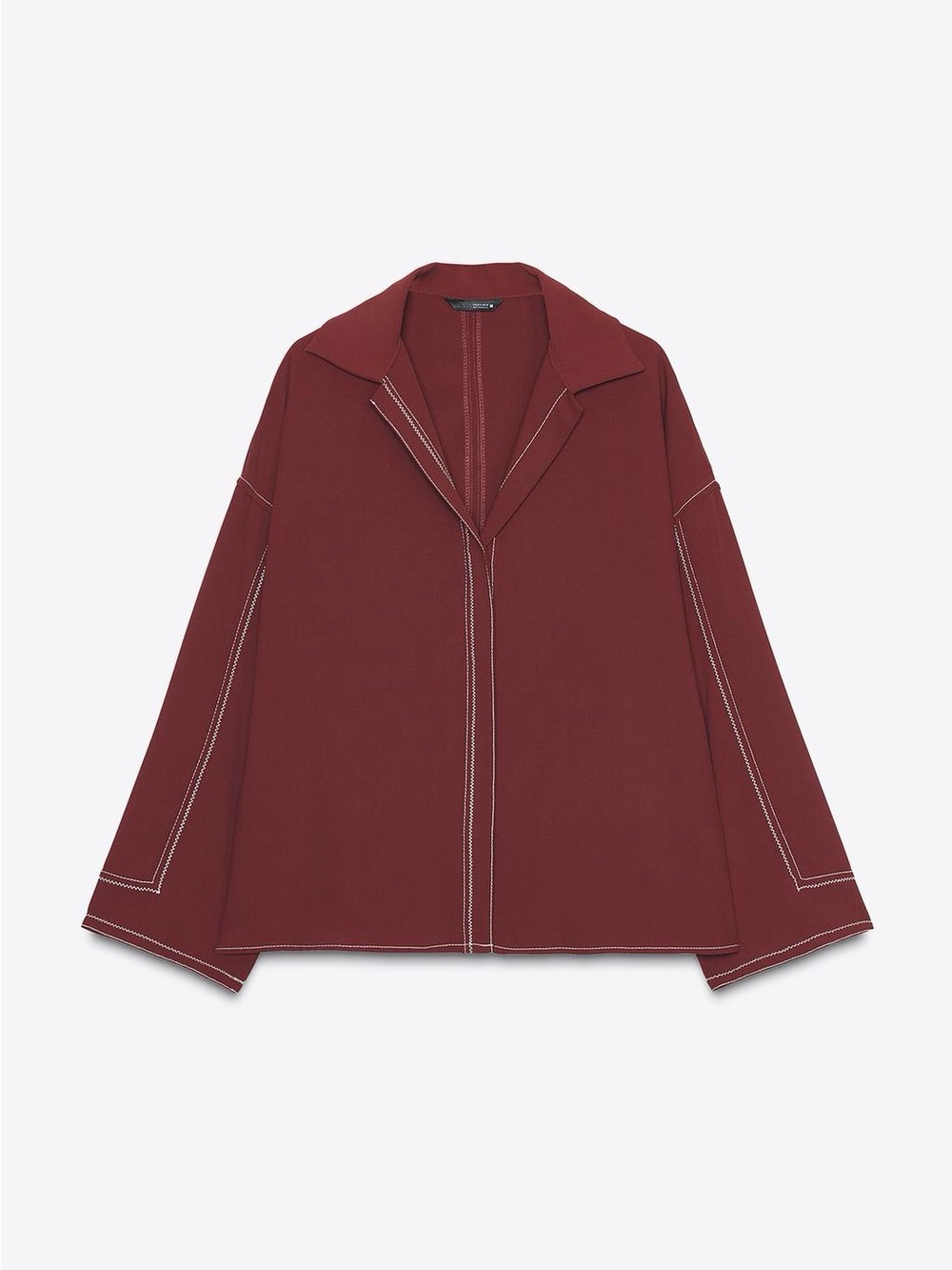 Zara Red Oversized Button-Front Top - Picture 4 of 12